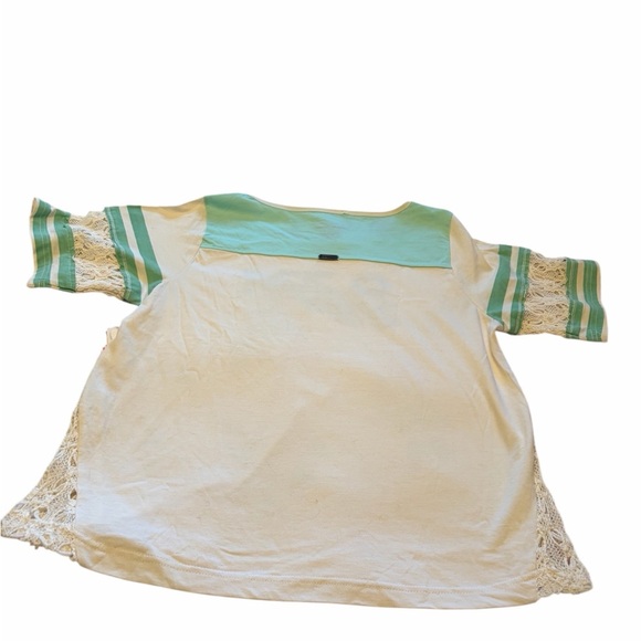 Farm Girl Likes to Play in Hayloft-NWT-Teal/White-Size Large-Crochet inserts - Picture 10 of 12